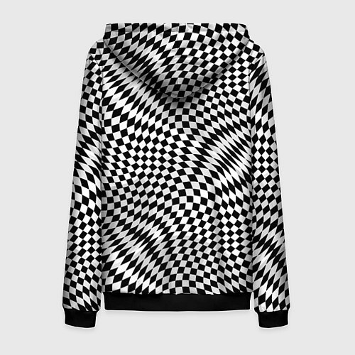 Мужская толстовка на молнии Черно-белая шахматная иллюзия / 3D-Черный – фото 2