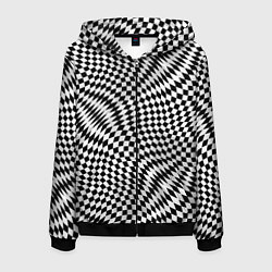 Мужская толстовка на молнии Черно-белая шахматная иллюзия