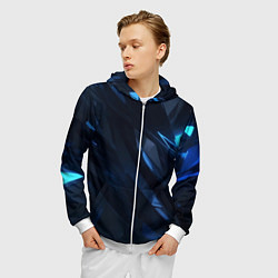 Толстовка 3D на молнии мужская Синяя безгранность, цвет: 3D-белый — фото 2