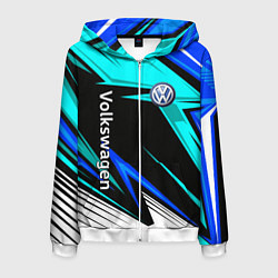 Толстовка 3D на молнии мужская Фольцваген - sport uniform, цвет: 3D-белый