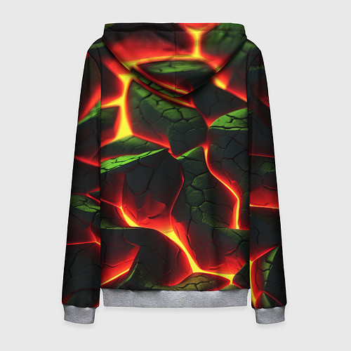 Мужская толстовка на молнии Зеленые плиты и лава / 3D-Меланж – фото 2