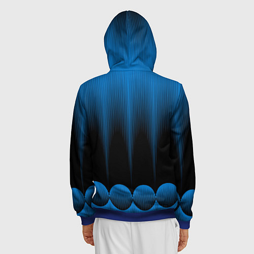 Мужская толстовка на молнии Сине-черный градиент в полоску / 3D-Синий – фото 4