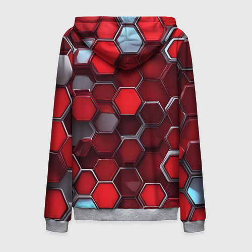 Мужская толстовка на молнии Cyber hexagon red / 3D-Меланж – фото 2