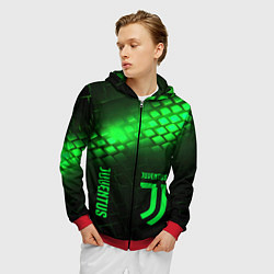 Толстовка 3D на молнии мужская Juventus green logo neon, цвет: 3D-красный — фото 2