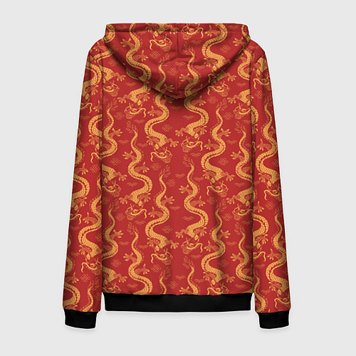 Мужская толстовка на молнии Символ года дракон / 3D-Черный – фото 2