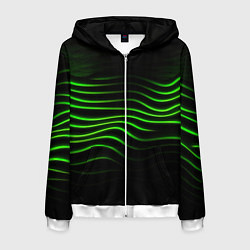 Мужская толстовка на молнии Зеленые абстрактные волны