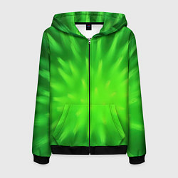 Толстовка 3D на молнии мужская Зеленый взрыв, цвет: 3D-черный