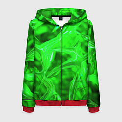 Толстовка 3D на молнии мужская Geometry green, цвет: 3D-красный