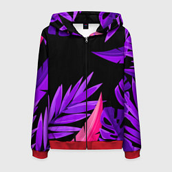 Толстовка 3D на молнии мужская Floral composition - neon, цвет: 3D-красный