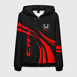Толстовка 3D на молнии мужская Honda CR-V - красный и карбон, цвет: 3D-черный
