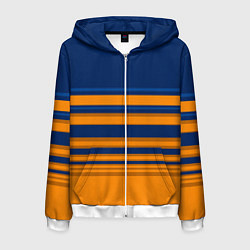 Толстовка 3D на молнии мужская Желто-синий полосатый узор, цвет: 3D-белый