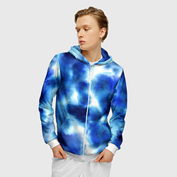 Толстовка 3D на молнии мужская Акварельные абстрактные пятна напоминающие космос, цвет: 3D-белый — фото 2