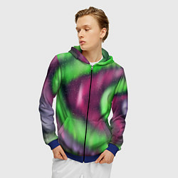 Толстовка 3D на молнии мужская Абстрактное северное сияние, цвет: 3D-синий — фото 2