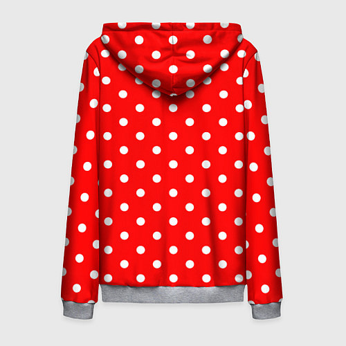 Мужская толстовка на молнии Белый горошек на красном / 3D-Меланж – фото 2