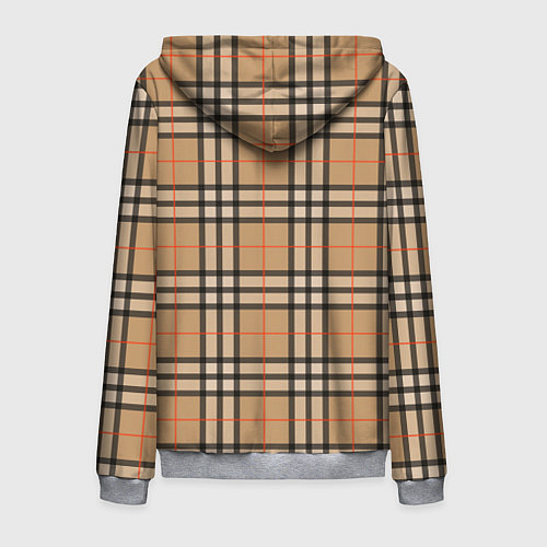 Мужская толстовка на молнии Клетка коричневая / 3D-Меланж – фото 2
