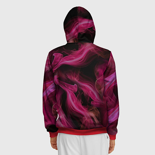Мужская толстовка на молнии Розовый цветок в огне - нейросеть / 3D-Красный – фото 4