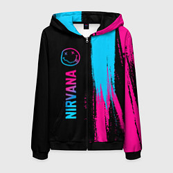 Толстовка 3D на молнии мужская Nirvana - neon gradient: по-вертикали, цвет: 3D-черный