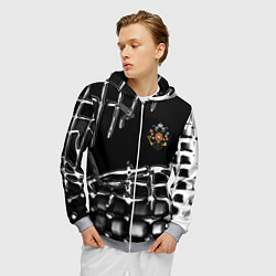 Толстовка 3D на молнии мужская Россия герб РФ, цвет: 3D-меланж — фото 2