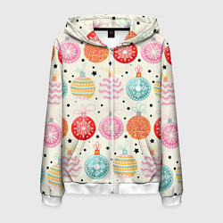 Мужская толстовка на молнии Разноцветные новогодние шары