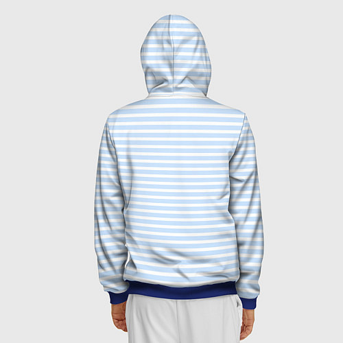 Мужская толстовка на молнии Полосатый морской стиль / 3D-Синий – фото 4