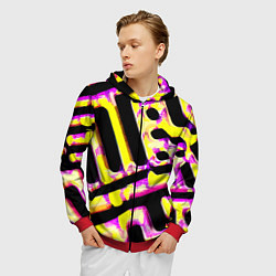 Толстовка 3D на молнии мужская Абстракция - лабиринт, цвет: 3D-красный — фото 2
