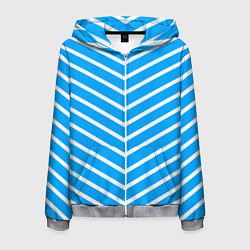 Толстовка 3D на молнии мужская Бело-голубой полосы стрелки, цвет: 3D-меланж