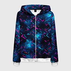 Толстовка 3D на молнии мужская Неоновая сталь cyberpunk, цвет: 3D-белый