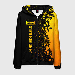 Толстовка 3D на молнии мужская Nine Inch Nails - gold gradient по-вертикали, цвет: 3D-черный