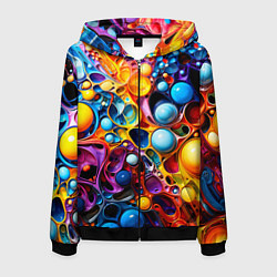 Толстовка 3D на молнии мужская Космическая фантазия, цвет: 3D-черный