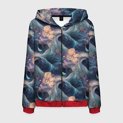 Мужская толстовка на молнии Волнообразная фрактальная абстракция