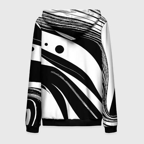 Мужская толстовка на молнии Abstract black and white composition / 3D-Черный – фото 2