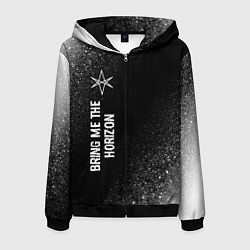 Толстовка 3D на молнии мужская Bring Me the Horizon glitch на темном фоне по-верт, цвет: 3D-черный