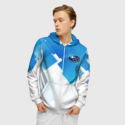 Толстовка 3D на молнии мужская Subaru art, цвет: 3D-белый — фото 2