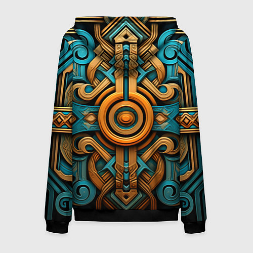 Мужская толстовка на молнии Орнамент в норвежском стиле / 3D-Черный – фото 2