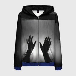 Толстовка 3D на молнии мужская Руки зомби в ночном тумане, цвет: 3D-синий