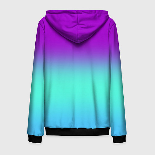 Мужская толстовка на молнии Фиолетовый бирюзовый голубой неоновый градиент / 3D-Черный – фото 2