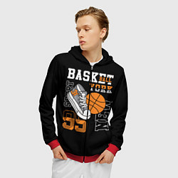 Толстовка 3D на молнии мужская Basketball New York, цвет: 3D-красный — фото 2