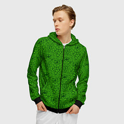 Толстовка 3D на молнии мужская Shrek: Pattern, цвет: 3D-черный — фото 2