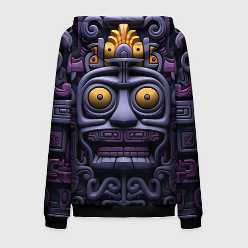 Мужская толстовка на молнии Орнамент в стиле ацтеков / 3D-Черный – фото 2