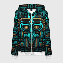 Толстовка 3D на молнии мужская Орнамент в ацтекском стиле, цвет: 3D-белый