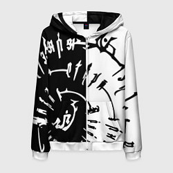 Толстовка 3D на молнии мужская Астарион - знак на спине чб, цвет: 3D-белый