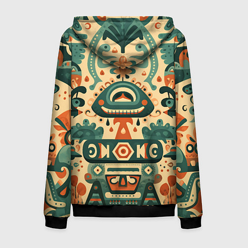 Мужская толстовка на молнии Абстрактный узор в мексиканском фолк-арт стиле / 3D-Черный – фото 2