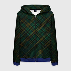 Мужская толстовка на молнии Тёмно-зелёная диагональная клетка в шотландском ст