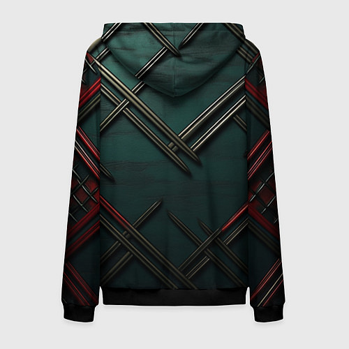 Мужская толстовка на молнии Диагональный узор в шотландском стиле / 3D-Черный – фото 2