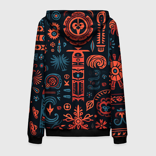 Мужская толстовка на молнии Абстрактный паттерн в славянской стилистике / 3D-Черный – фото 2