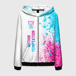 Мужская толстовка на молнии Within Temptation neon gradient style по-вертикали