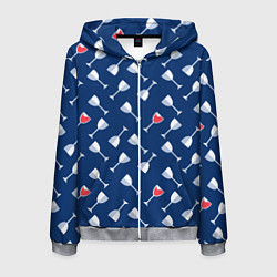 Толстовка 3D на молнии мужская Бокальчик винишка, цвет: 3D-меланж