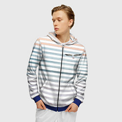 Толстовка 3D на молнии мужская Море скрытое в полосках тельняшки чайка, цвет: 3D-синий — фото 2