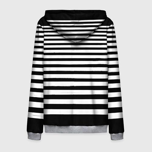 Мужская толстовка на молнии Силуэт на чёрно белом полосы / 3D-Меланж – фото 2