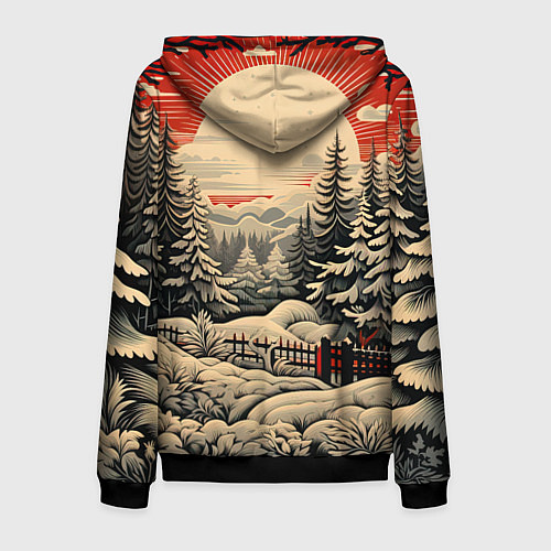 Мужская толстовка на молнии Блеск снежинок новогодний стиль / 3D-Черный – фото 2